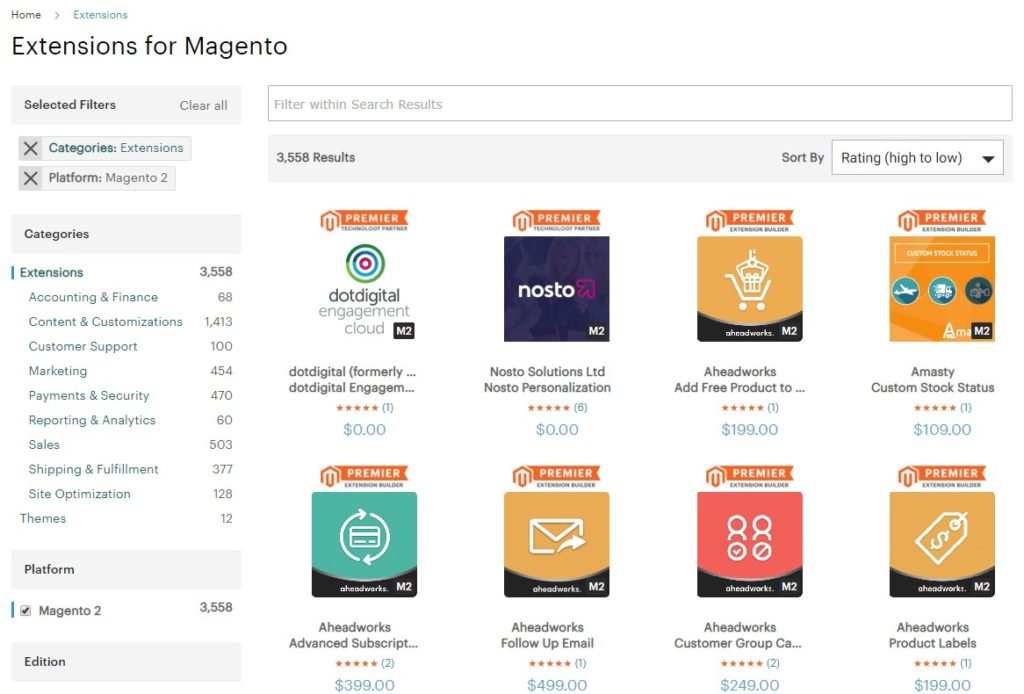  Magento Marketplace, Extensions