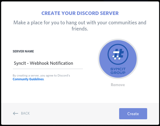 Creating a Discord server name and image