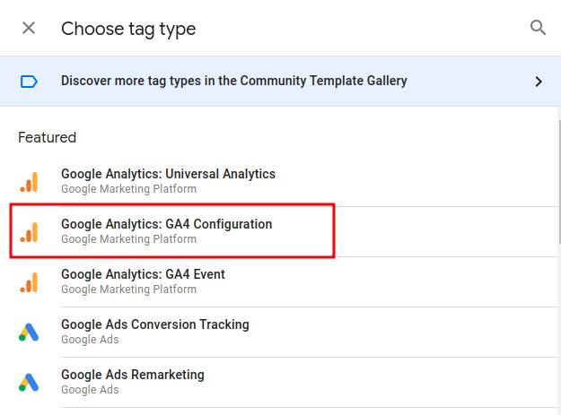 ga4 choose tag type